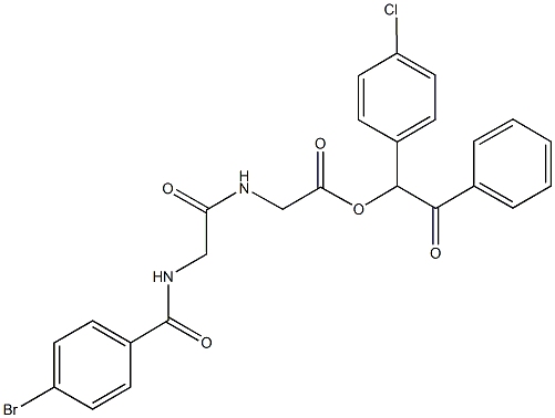 1-(4-chlorophenyl)-2-oxo-2-phenylethyl ({[(4-bromobenzoyl)amino]acetyl}amino)acetate Structure
