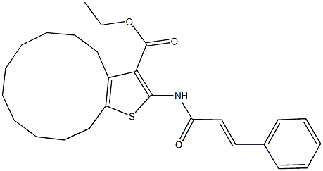 ethyl 2-(cinnamoylamino)-4,5,6,7,8,9,10,11,12,13-decahydrocyclododeca[b]thiophene-3-carboxylate Structure