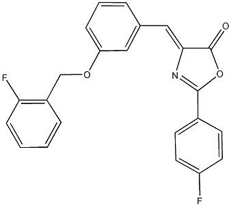 4-{3-[(2-fluorobenzyl)oxy]benzylidene}-2-(4-fluorophenyl)-1,3-oxazol-5(4H)-one 구조식 이미지