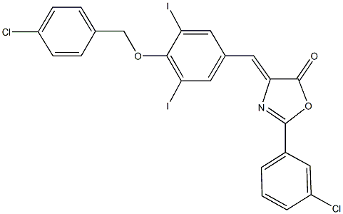 4-{4-[(4-chlorobenzyl)oxy]-3,5-diiodobenzylidene}-2-(3-chlorophenyl)-1,3-oxazol-5(4H)-one Structure