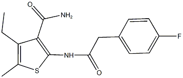 4-ethyl-2-{[(4-fluorophenyl)acetyl]amino}-5-methyl-3-thiophenecarboxamide Structure