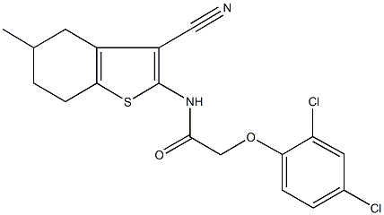 N-(3-cyano-5-methyl-4,5,6,7-tetrahydro-1-benzothien-2-yl)-2-(2,4-dichlorophenoxy)acetamide 구조식 이미지