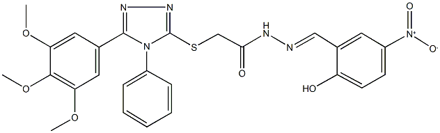 N'-{2-hydroxy-5-nitrobenzylidene}-2-{[4-phenyl-5-(3,4,5-trimethoxyphenyl)-4H-1,2,4-triazol-3-yl]sulfanyl}acetohydrazide Structure