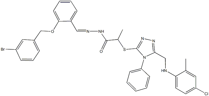 N'-{2-[(3-bromobenzyl)oxy]benzylidene}-2-({5-[(4-chloro-2-methylanilino)methyl]-4-phenyl-4H-1,2,4-triazol-3-yl}sulfanyl)propanohydrazide Structure