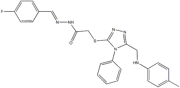 N'-(4-fluorobenzylidene)-2-{[4-phenyl-5-(4-toluidinomethyl)-4H-1,2,4-triazol-3-yl]sulfanyl}acetohydrazide Structure