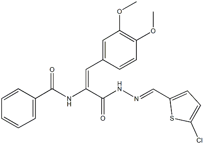 N-[1-({2-[(5-chloro-2-thienyl)methylene]hydrazino}carbonyl)-2-(3,4-dimethoxyphenyl)vinyl]benzamide Structure