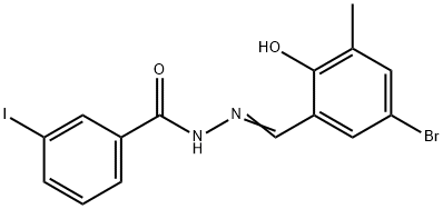N'-(5-bromo-2-hydroxy-3-methylbenzylidene)-3-iodobenzohydrazide 구조식 이미지