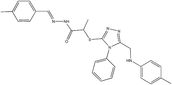 N'-(4-methylbenzylidene)-2-{[4-phenyl-5-(4-toluidinomethyl)-4H-1,2,4-triazol-3-yl]sulfanyl}propanohydrazide Structure