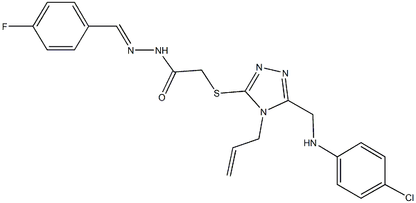 2-({4-allyl-5-[(4-chloroanilino)methyl]-4H-1,2,4-triazol-3-yl}sulfanyl)-N'-(4-fluorobenzylidene)acetohydrazide Structure