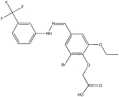 (2-bromo-6-ethoxy-4-{2-[3-(trifluoromethyl)phenyl]carbohydrazonoyl}phenoxy)acetic acid Structure