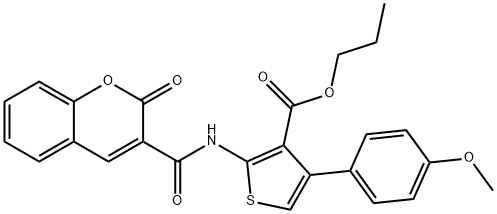 propyl 4-(4-methoxyphenyl)-2-{[(2-oxo-2H-chromen-3-yl)carbonyl]amino}-3-thiophenecarboxylate 구조식 이미지