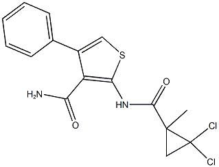 2-{[(2,2-dichloro-1-methylcyclopropyl)carbonyl]amino}-4-phenyl-3-thiophenecarboxamide 구조식 이미지