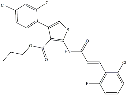 propyl 2-{[3-(2-chloro-6-fluorophenyl)acryloyl]amino}-4-(2,4-dichlorophenyl)-3-thiophenecarboxylate Structure