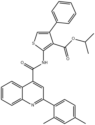 isopropyl 2-({[2-(2,4-dimethylphenyl)-4-quinolinyl]carbonyl}amino)-4-phenyl-3-thiophenecarboxylate 구조식 이미지