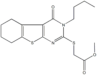 methyl [(3-butyl-4-oxo-3,4,5,6,7,8-hexahydro[1]benzothieno[2,3-d]pyrimidin-2-yl)sulfanyl]acetate Structure