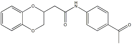 N-(4-acetylphenyl)-2-(2,3-dihydro-1,4-benzodioxin-2-yl)acetamide 구조식 이미지