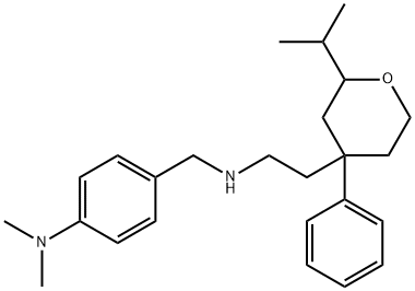 N-[4-(dimethylamino)benzyl]-N-[2-(2-isopropyl-4-phenyltetrahydro-2H-pyran-4-yl)ethyl]amine 구조식 이미지