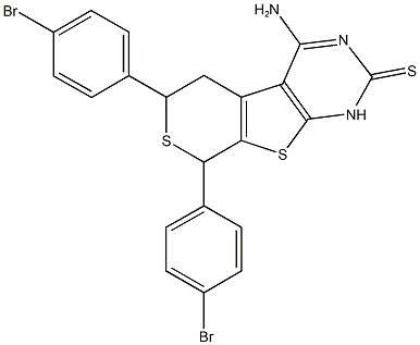 4-amino-6,8-bis(4-bromophenyl)-1,5,6,8-tetrahydro-2H-thiopyrano[4',3':4,5]thieno[2,3-d]pyrimidine-2-thione 구조식 이미지