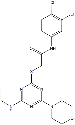 N-(3,4-dichlorophenyl)-2-{[4-(ethylamino)-6-(4-morpholinyl)-1,3,5-triazin-2-yl]sulfanyl}acetamide 구조식 이미지