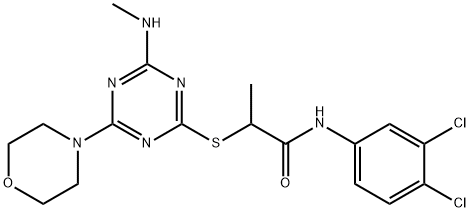 N-(3,4-dichlorophenyl)-2-{[4-(methylamino)-6-(4-morpholinyl)-1,3,5-triazin-2-yl]sulfanyl}propanamide 구조식 이미지