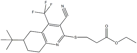 ethyl 3-{[6-tert-butyl-3-cyano-4-(trifluoromethyl)-5,6,7,8-tetrahydroquinolin-2-yl]sulfanyl}propanoate 구조식 이미지