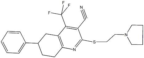 6-phenyl-2-[(2-pyrrolidin-1-ylethyl)sulfanyl]-4-(trifluoromethyl)-5,6,7,8-tetrahydroquinoline-3-carbonitrile 구조식 이미지