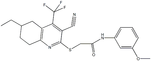 2-{[3-cyano-6-ethyl-4-(trifluoromethyl)-5,6,7,8-tetrahydroquinolin-2-yl]sulfanyl}-N-(3-methoxyphenyl)acetamide Structure