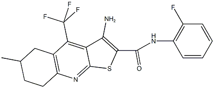 3-amino-N-(2-fluorophenyl)-6-methyl-4-(trifluoromethyl)-5,6,7,8-tetrahydrothieno[2,3-b]quinoline-2-carboxamide Structure