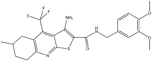3-amino-N-(3,4-dimethoxybenzyl)-6-methyl-4-(trifluoromethyl)-5,6,7,8-tetrahydrothieno[2,3-b]quinoline-2-carboxamide 구조식 이미지