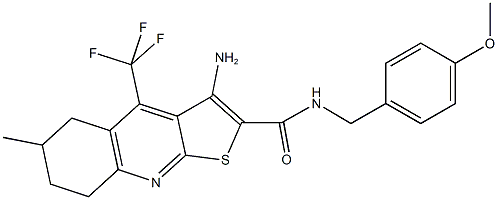 3-amino-N-(4-methoxybenzyl)-6-methyl-4-(trifluoromethyl)-5,6,7,8-tetrahydrothieno[2,3-b]quinoline-2-carboxamide Structure