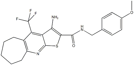 3-amino-N-(4-methoxybenzyl)-4-(trifluoromethyl)-6,7,8,9-tetrahydro-5H-cyclohepta[b]thieno[3,2-e]pyridine-2-carboxamide Structure