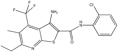 3-amino-N-(2-chlorophenyl)-6-ethyl-5-methyl-4-(trifluoromethyl)thieno[2,3-b]pyridine-2-carboxamide 구조식 이미지