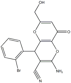 2-amino-4-(2-bromophenyl)-6-(hydroxymethyl)-8-oxo-4,8-dihydropyrano[3,2-b]pyran-3-carbonitrile Structure