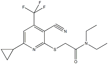 2-{[3-cyano-6-cyclopropyl-4-(trifluoromethyl)-2-pyridinyl]sulfanyl}-N,N-diethylacetamide 구조식 이미지