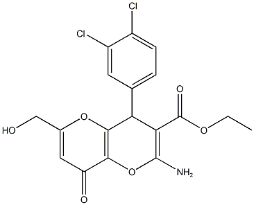 ethyl 2-amino-4-(3,4-dichlorophenyl)-6-(hydroxymethyl)-8-oxo-4,8-dihydropyrano[3,2-b]pyran-3-carboxylate 구조식 이미지