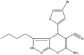 6-amino-4-(4-bromo-2-thienyl)-3-butyl-2,4-dihydropyrano[2,3-c]pyrazole-5-carbonitrile Structure