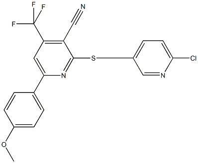 2-{[(6-chloro-3-pyridinyl)methyl]sulfanyl}-6-(4-methoxyphenyl)-4-(trifluoromethyl)nicotinonitrile Structure