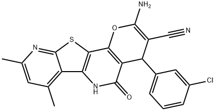 2-amino-4-(3-chlorophenyl)-7,9-dimethyl-5-oxo-5,6-dihydro-4H-pyrano[2,3-d]pyrido[3',2':4,5]thieno[3,2-b]pyridine-3-carbonitrile Structure