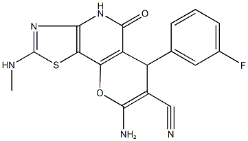 8-amino-6-(3-fluorophenyl)-2-(methylamino)-5-oxo-4,6-dihydro-5H-pyrano[2,3-d][1,3]thiazolo[4,5-b]pyridine-7-carbonitrile 구조식 이미지