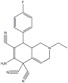 6-amino-2-ethyl-8-(4-fluorophenyl)-2,3,8,8a-tetrahydro-5,5,7(1H)-isoquinolinetricarbonitrile Structure