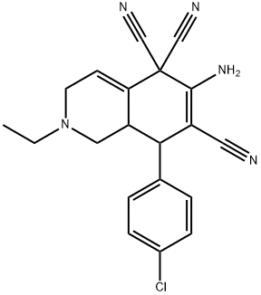 6-amino-8-(4-chlorophenyl)-2-ethyl-2,3,8,8a-tetrahydro-5,5,7(1H)-isoquinolinetricarbonitrile Structure