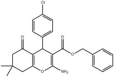 benzyl 2-amino-4-(4-chlorophenyl)-7,7-dimethyl-5-oxo-5,6,7,8-tetrahydro-4H-chromene-3-carboxylate 구조식 이미지