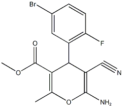 methyl 6-amino-4-(5-bromo-2-fluorophenyl)-5-cyano-2-methyl-4H-pyran-3-carboxylate 구조식 이미지