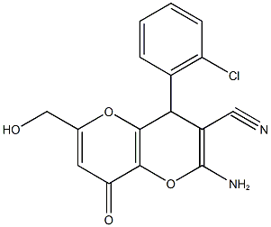 2-amino-4-(2-chlorophenyl)-6-(hydroxymethyl)-8-oxo-4,8-dihydropyrano[3,2-b]pyran-3-carbonitrile Structure