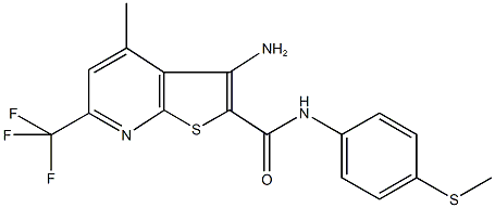 3-amino-4-methyl-N-[4-(methylsulfanyl)phenyl]-6-(trifluoromethyl)thieno[2,3-b]pyridine-2-carboxamide 구조식 이미지