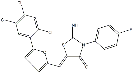 3-(4-fluorophenyl)-2-imino-5-{[5-(2,4,5-trichlorophenyl)-2-furyl]methylene}-1,3-thiazolidin-4-one Structure