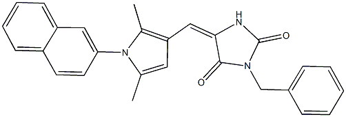 3-benzyl-5-{[2,5-dimethyl-1-(2-naphthyl)-1H-pyrrol-3-yl]methylene}-2,4-imidazolidinedione 구조식 이미지