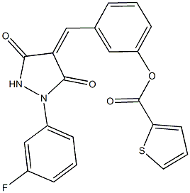 3-{[1-(3-fluorophenyl)-3,5-dioxo-4-pyrazolidinylidene]methyl}phenyl 2-thiophenecarboxylate 구조식 이미지