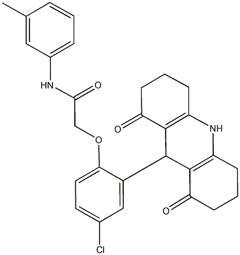 2-[4-chloro-2-(1,8-dioxo-1,2,3,4,5,6,7,8,9,10-decahydro-9-acridinyl)phenoxy]-N-(3-methylphenyl)acetamide Structure