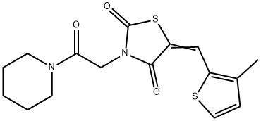 5-[(3-methyl-2-thienyl)methylene]-3-[2-oxo-2-(1-piperidinyl)ethyl]-1,3-thiazolidine-2,4-dione 구조식 이미지